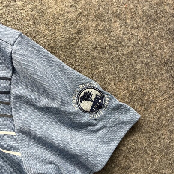 Travis Mathew Polo Shirt Mens Medium Blue Pebble Beach Golf Links Performance - Picture 7 of 14